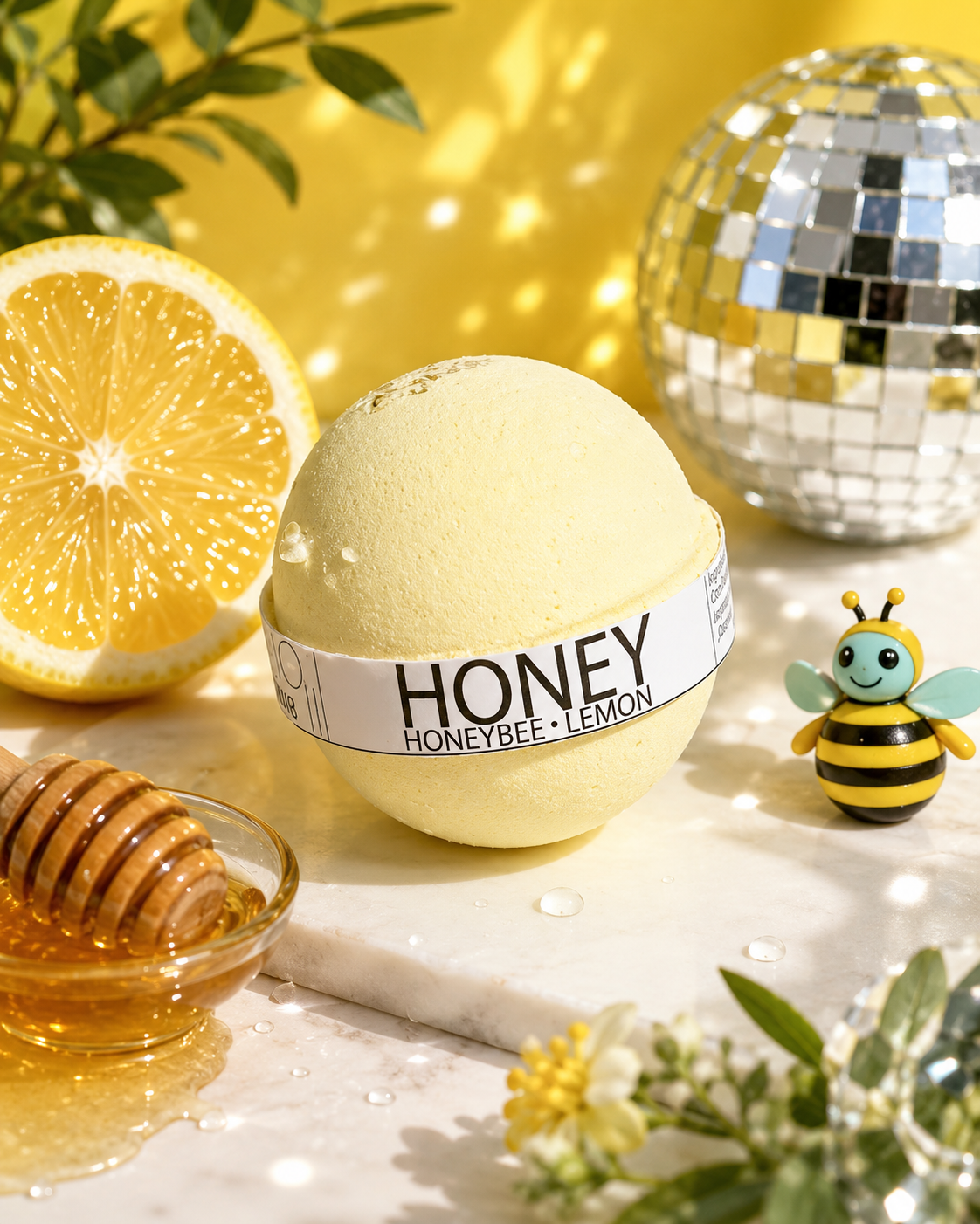 Honeybee Lemon Bath Bomb – 8oz